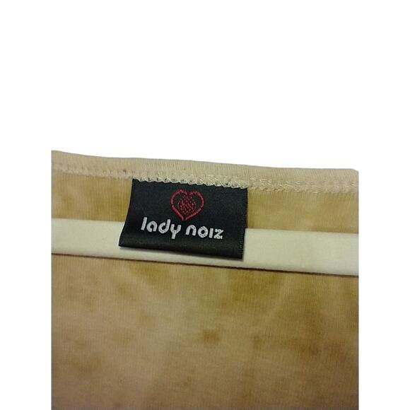 Y2K Lady Noiz Brown Tie-Dye Studded Cross Top 3/4 Sleeve Scoop Neck - Picture 5 of 6